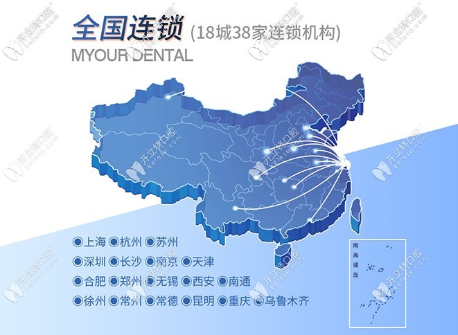 美奧口腔連鎖國(guó)內(nèi)分布圖