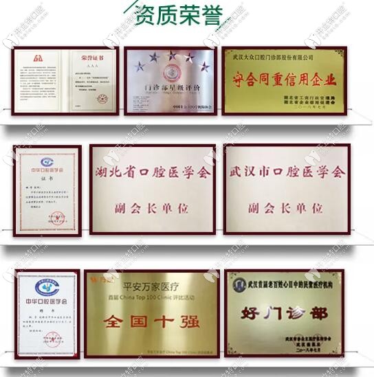 武漢愛尚大眾口腔榮譽資質(zhì)