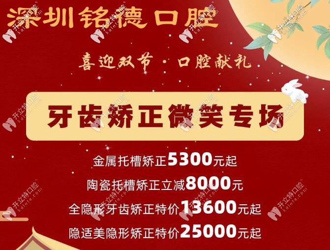 國慶:深圳龍崗區(qū)銘德口腔的隱適美IGO極速版牙套的價(jià)格才.